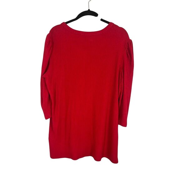 Torrid Henley Top M Red Ribbed Festive Classic Chic Holiday Neutral Minimalist - Picture 7 of 9